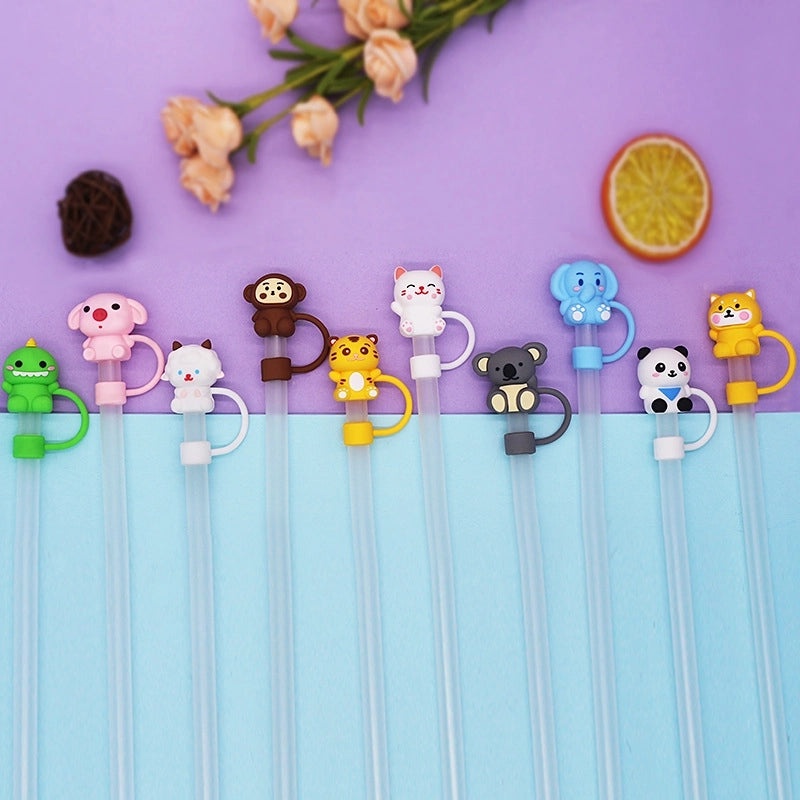 Silicone Animal Straw Cap Cover - Cute Casual Decorative Drink Accessory | Drinkware Accessories