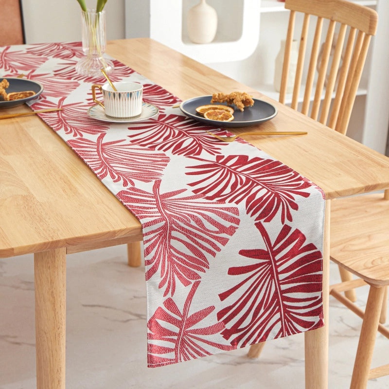 Elegant Minimalist Leaf Design Polyester Tablecloth for Casual and Formal Dining|Table Linens & Covers