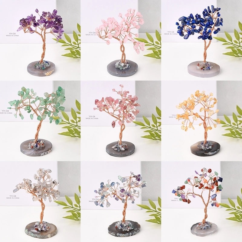 Handmade Minimalist Tree Ornament with Natural Stones and Copper Wire | Home Decor & Handmade Jewelry