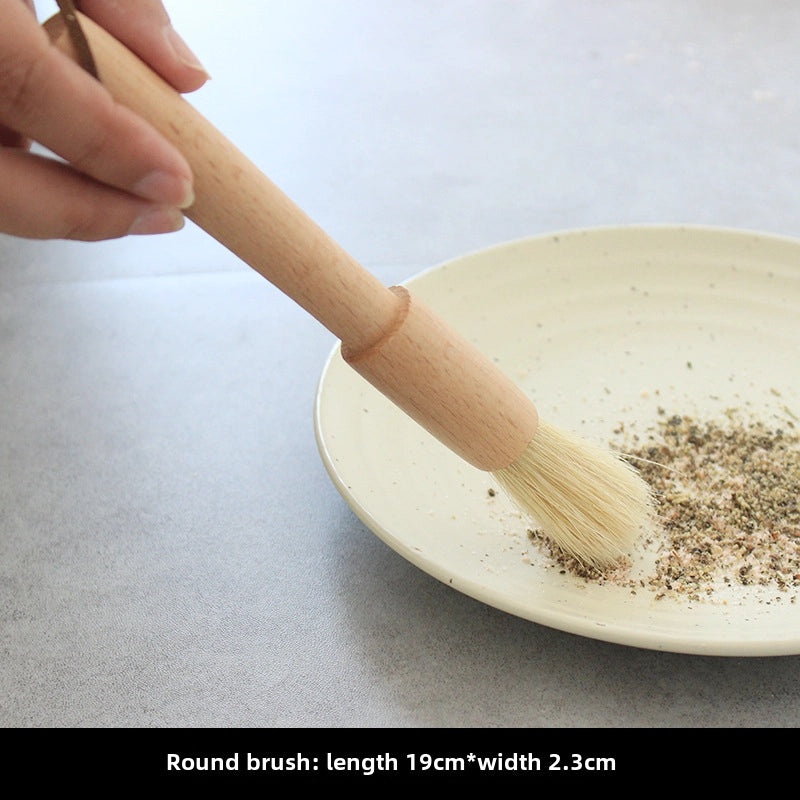 Barbecue and Baking Brush with Beech Wood Handle, Round Oil and Coffee Grinder Brush | Kitchen & Dining Utensils