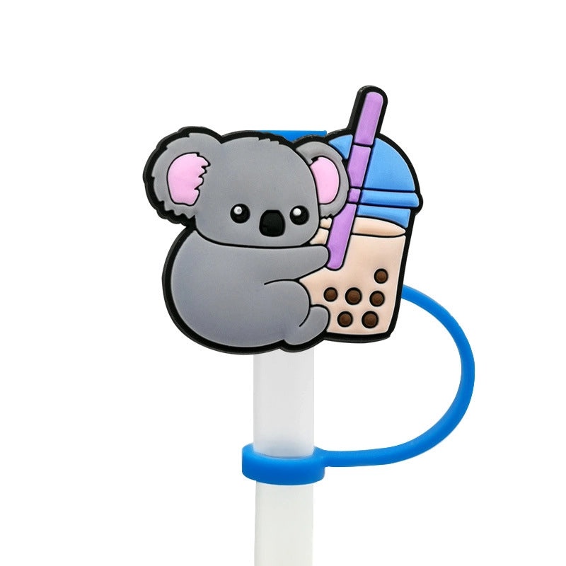 Cute Animal Letter Silicone Straw Cap for Drink Decorations Casual Elegant Style | Drink Accessories