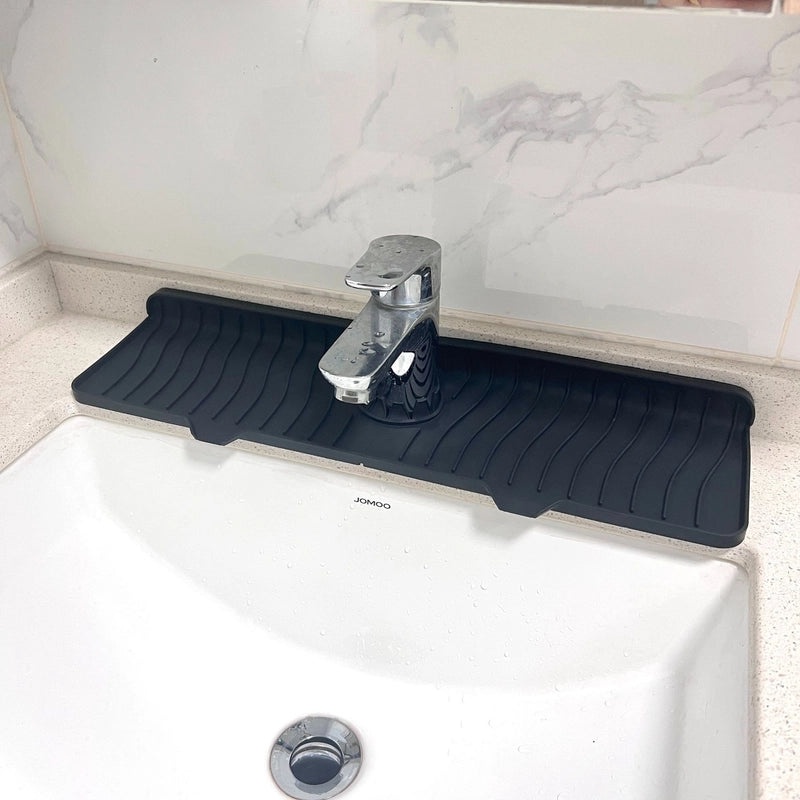 食品级硅胶排水垫|厨房浴室水龙头防溅洗碗槽长款可折叠垫|厨房用品