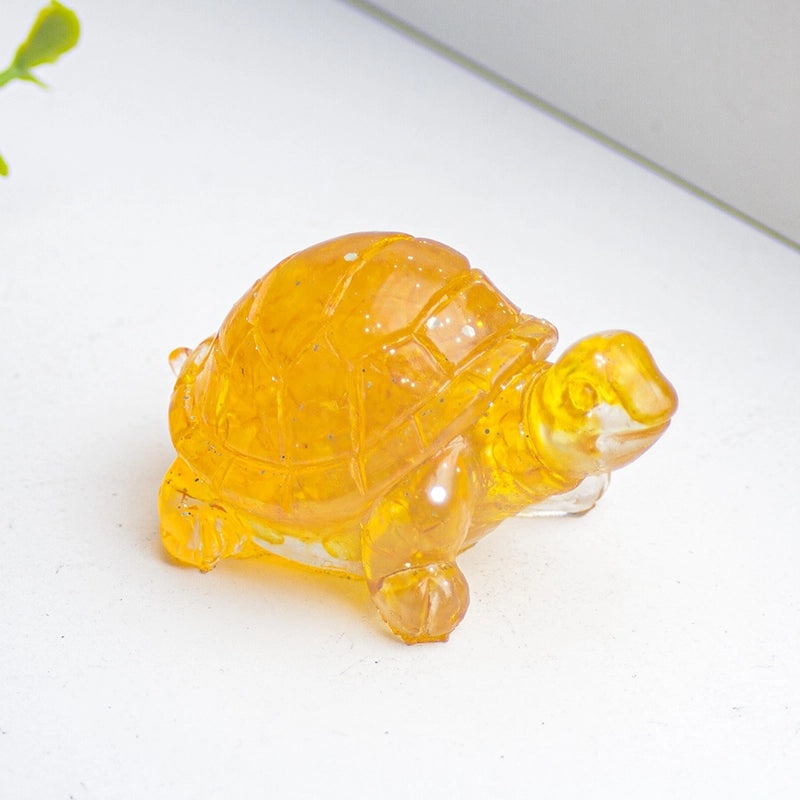 Minimalist Tortoise Figurine with Natural Crystal Accents|Home Decor