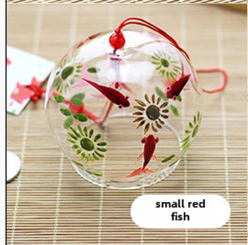 Handmade Painted Glass Pendant with Creative Pattern Wind Chimes Japanese Craft Style | Home Decor & Crafts