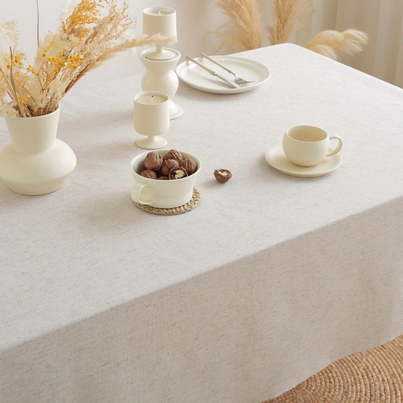 Le Xuan Nordic Simple Plain Color Polyester Linen Rectangular Tablecloth|Home Decor Tablecloths