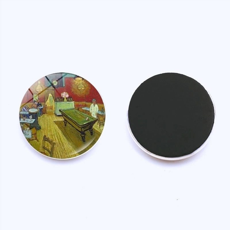 Van Gogh Starry Night Crystal Glass Refrigerator Magnets 25mm Creative Home Decor Stickers|Home & Kitchen Accessories