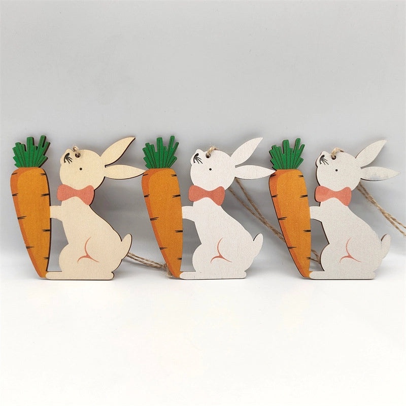 Elegant Easter Wooden Rabbit Hanging Ornament for Home Party Decorations | Home Decor