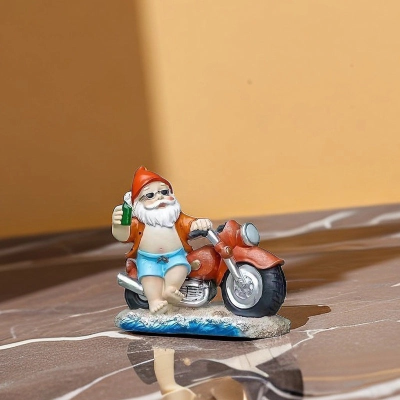 American Style Motorcycle Riding Dwarf Resin Sculpture for Home Garden Decor|Home Decor & Garden Ornaments