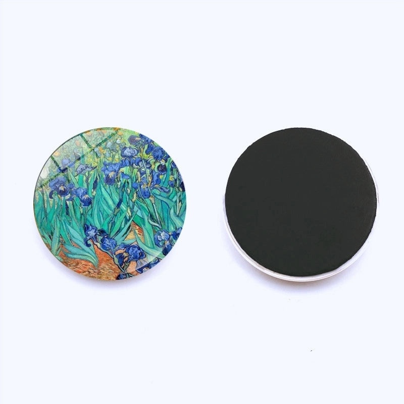 Van Gogh Starry Night Crystal Glass Refrigerator Magnets 25mm Creative Home Decor Stickers|Home & Kitchen Accessories