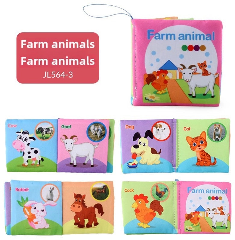 Early Learning Baby Cloth Book English Animals & Vehicles Toddler Cognitive Toy|Baby Educational Toys