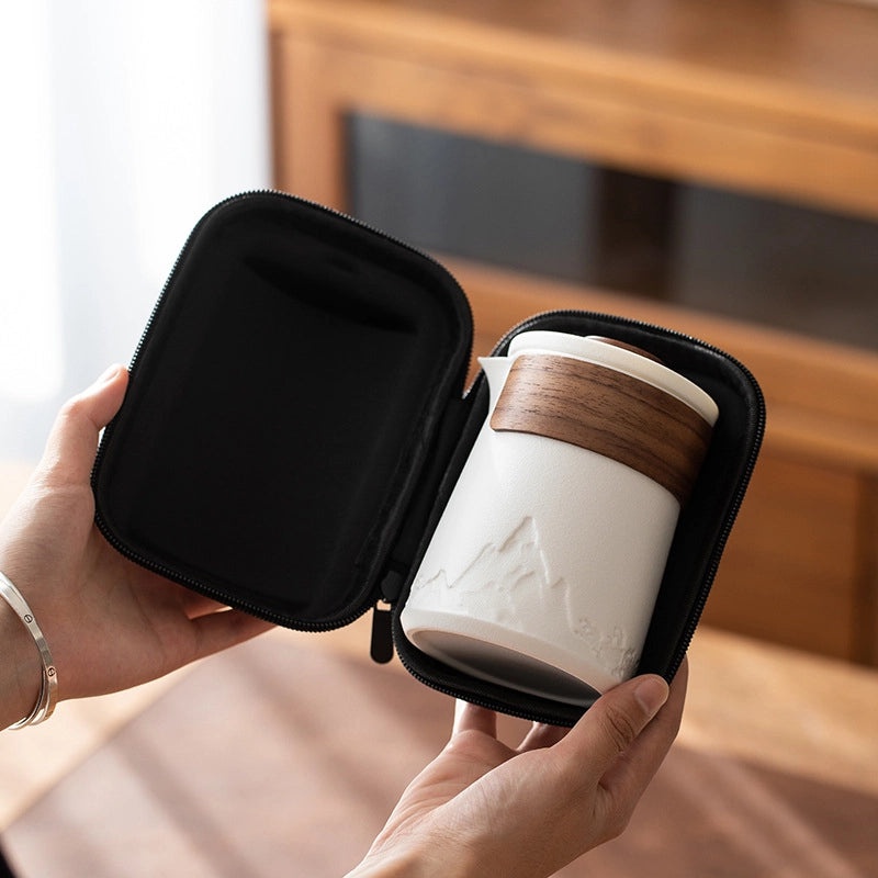 Portable Travel Tea Set | One Pot Three Cups | Complete Kung Fu Tea Set for Outdoor & Business Gift | Tea Accessories