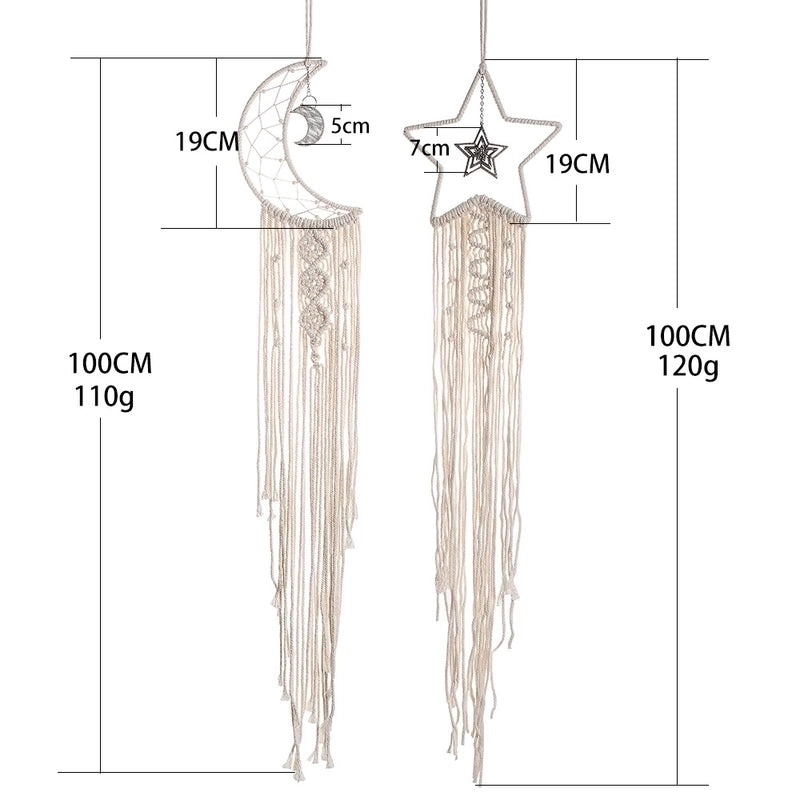 Star and Moon Dreamcatcher Cotton Thread Wall Hanging Boho Home Decor|Home Decor