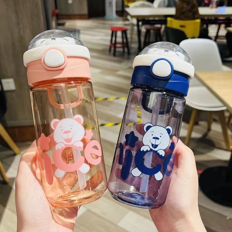Cartoon Kids Water Bottle with Straw Large Capacity Portable Sports Cup for Girls Students | Kids Outdoor Drinkware