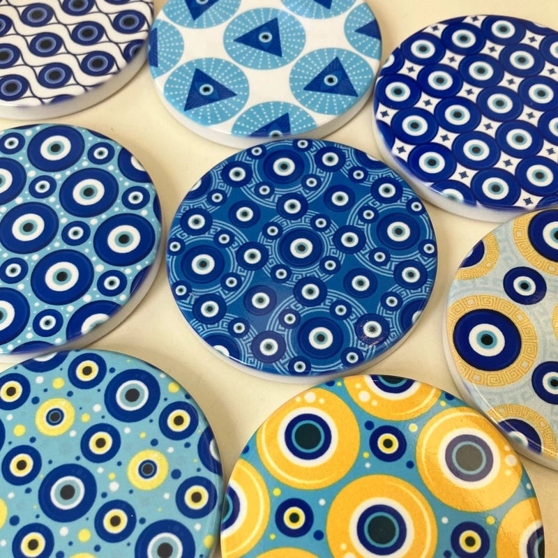 Round Angel Eyes Ceramic Refrigerator Magnet | Home Decor - Magnetic Stickers