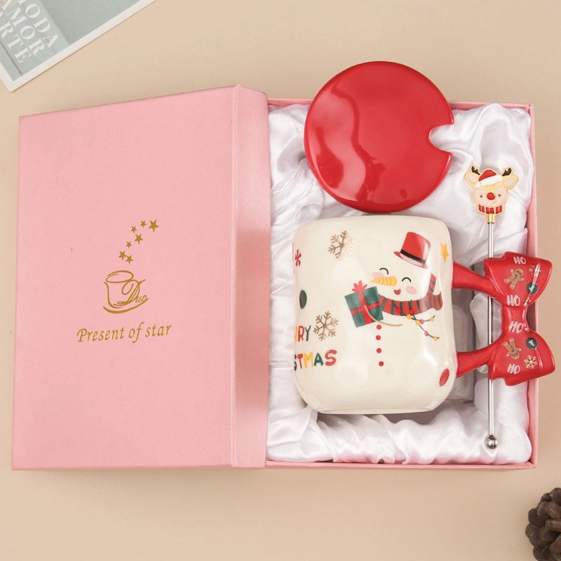 Cartoon White Porcelain Water Bottle for Christmas Casual Vacation | Drinkware & Water Bottles