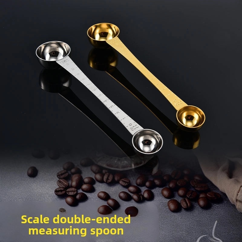 Double-headed Stainless Steel Coffee Bean & Milk Powder Measuring Spoon with Long Handle | Kitchen & Baking Tools