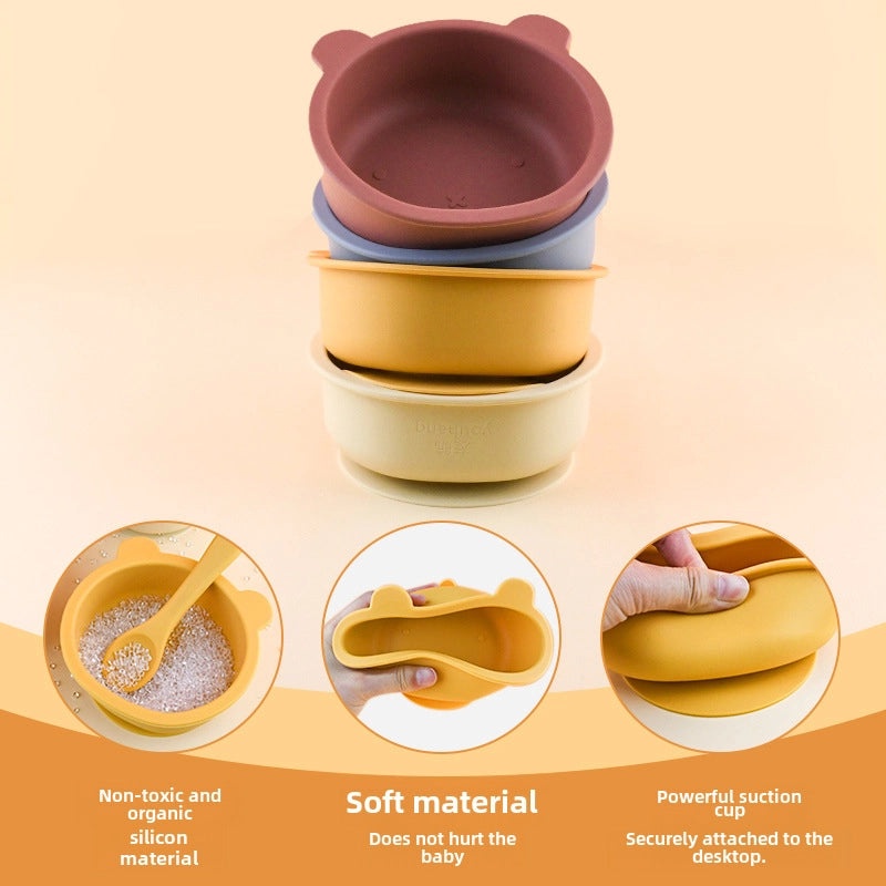 Baby Silicone Bowl with Cute Cartoon Bear Design | Children's Tableware & Feeding Accessories