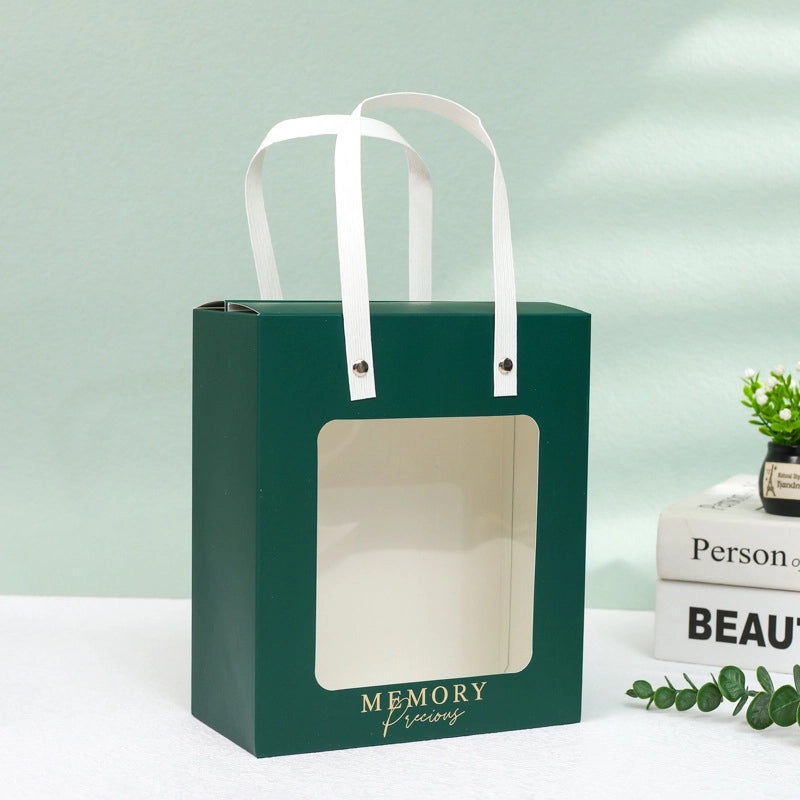 Transparent Window Paper Handbag Birthday Gift Festival Flower Doll Card Bag | Gift Bags & Packaging