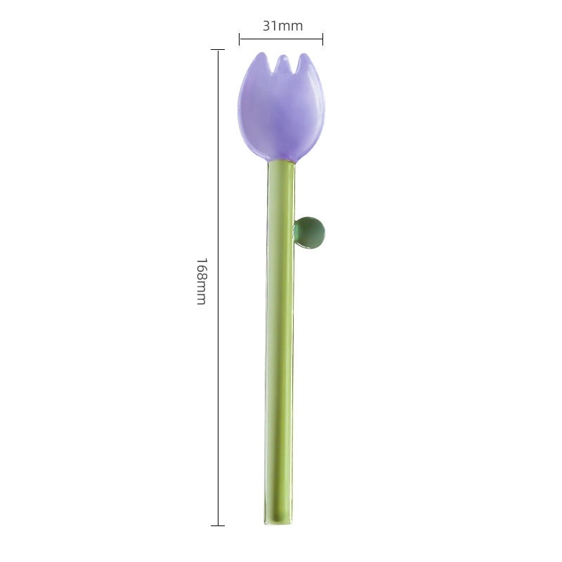 Elegant Single Color Floral Glass Stirring Rod|Kitchen Accessories