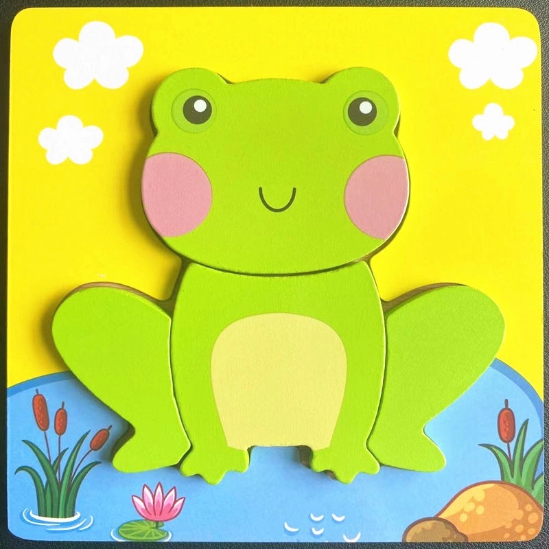Wooden 3D Animal Puzzle for Kids Early Learning Handheld Board Cartoon Educational Toy | Educational Toys & Games