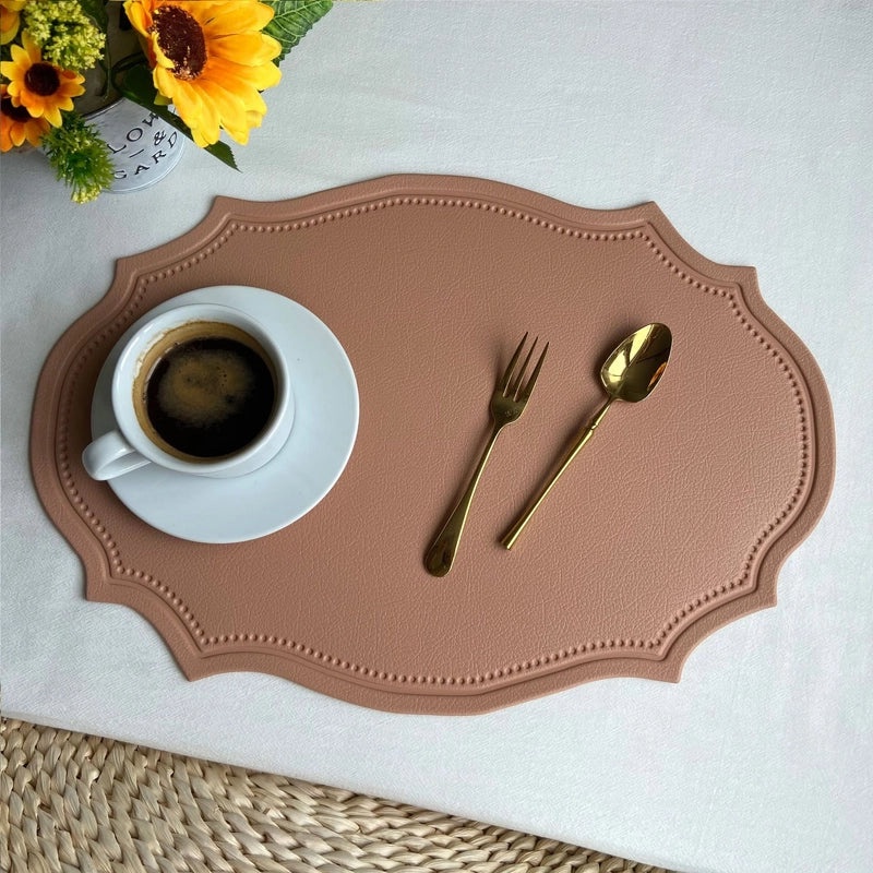 Nordic Imitation Leather Placemat | Waterproof Heat-Resistant Table Mat for Hotel and Home Dining | Dining Table Accessories|餐具配件