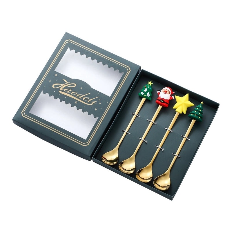 Christmas Santa Claus Stainless Steel Spoon and Fruit Fork Set | Kitchen & Dining Utensils