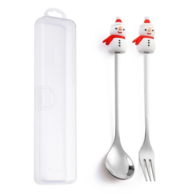 Festive Animal Santa Claus Stainless Steel Cutlery Set 2 Pieces|Kitchen & Dining Tableware