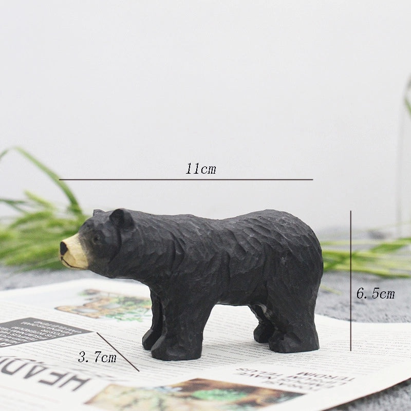 Handmade Solid Wood Bear Animal Figurine Decorative Model Gift Toy|Home Decor