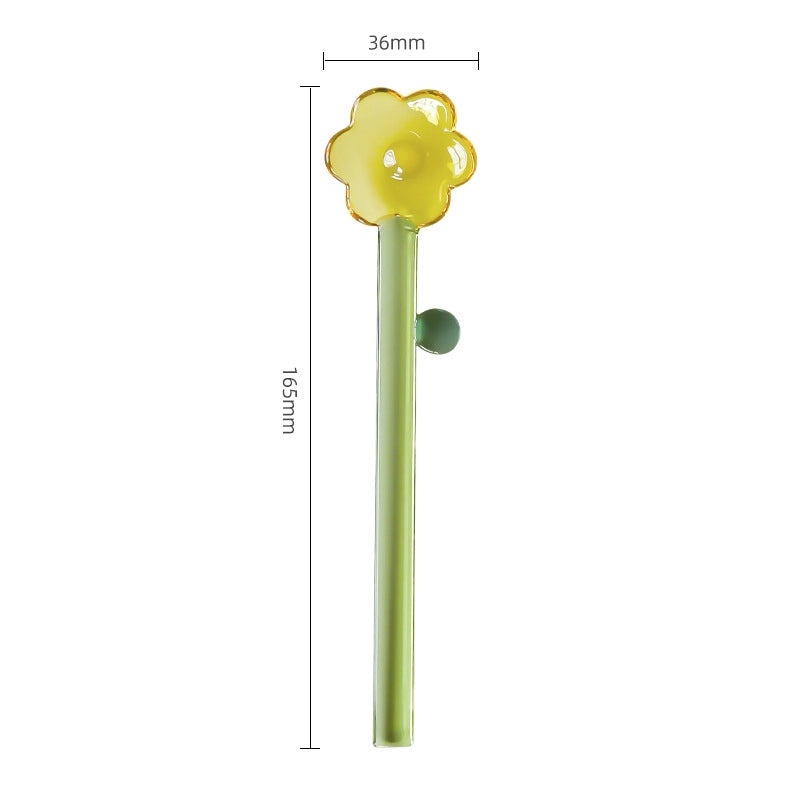 Elegant Single Color Floral Glass Stirring Rod|Kitchen Accessories