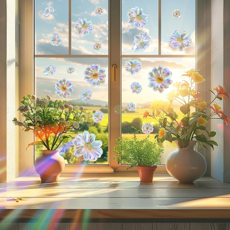 Modern Simple Floral PVC Window Decals for Casual Elegant Wall Decoration|Home Decor Wall Stickers