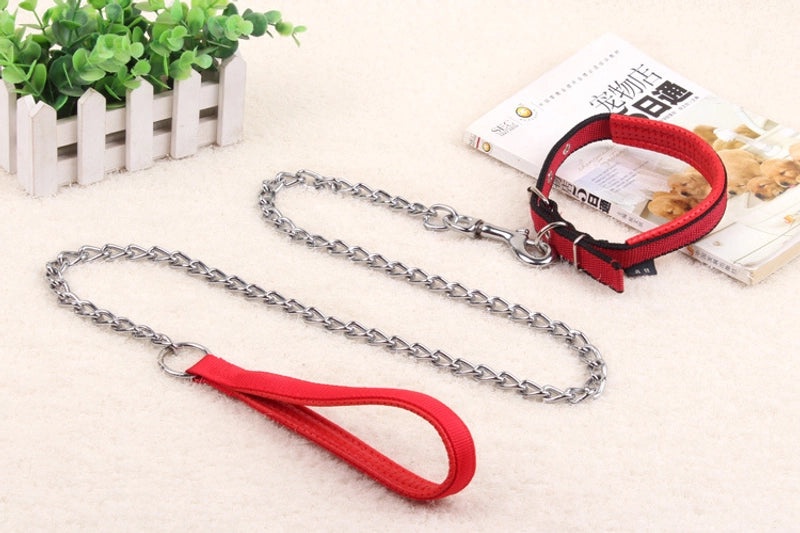 Dog Leash with Foam Handle and Metal Chain Twist Rope for Pets|Pet Supplies > Pet Leashes & Collars