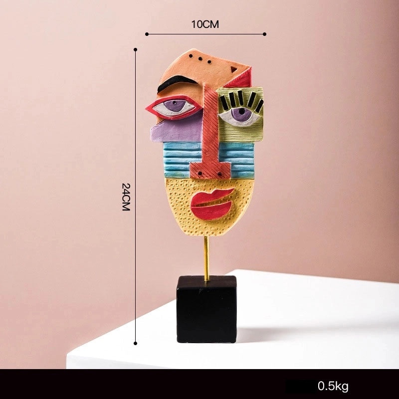 Abstract Human Face Resin Sculpture Decorative Art Piece|Home Decor