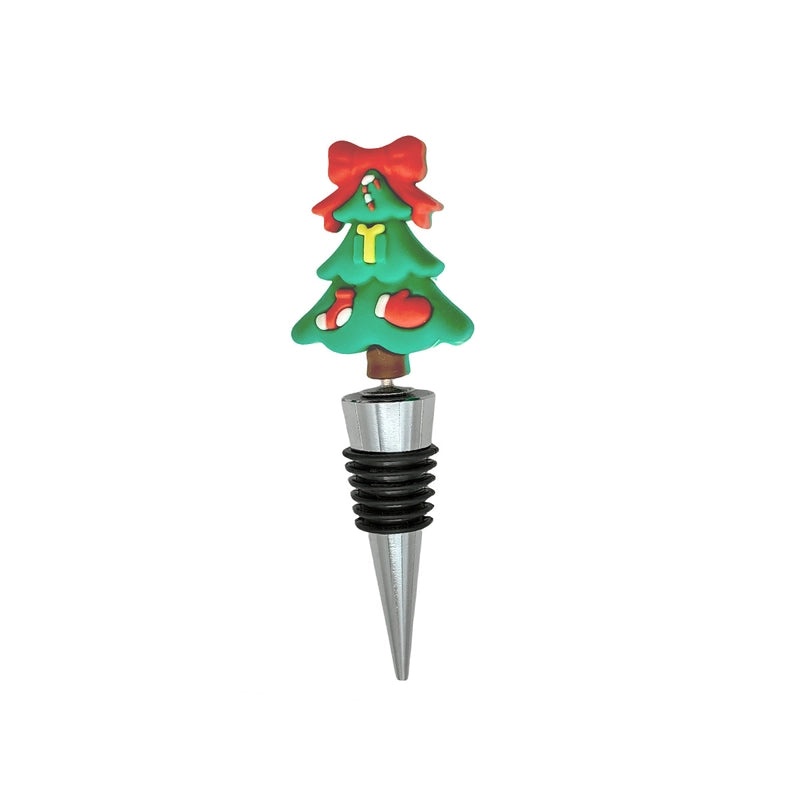 Christmas Holiday Wine Stopper with Santa Claus, Christmas Tree, and Elk Design PVC Alloy | Kitchen & Dining