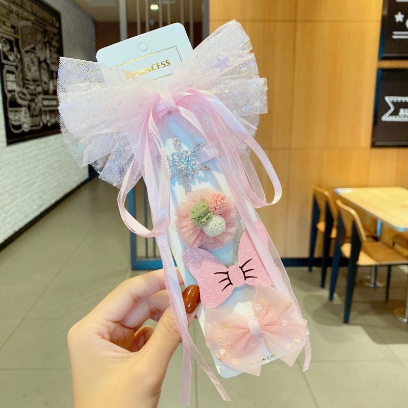 Children's Cartoon Bow Hairpin Set | Kids Hair Accessories