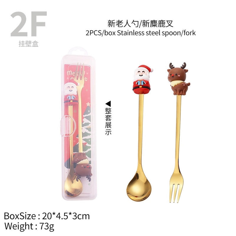 Festive Animal Santa Claus Stainless Steel Cutlery Set 2 Pieces|Kitchen & Dining Tableware