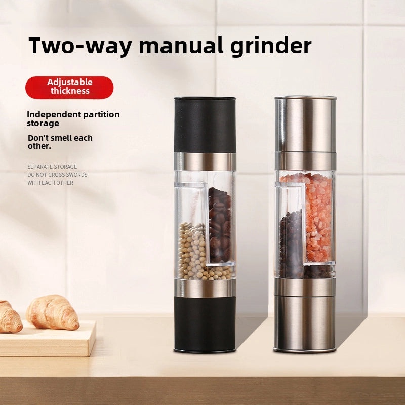 Manual Double-Headed Stainless Steel Salt and Pepper Grinder | Kitchen Tools