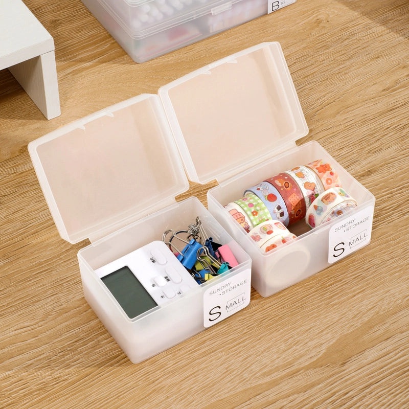 Stackable Plastic Storage Box with Lid for Cosmetics, Stationery, Cards | Home Organization & Storage