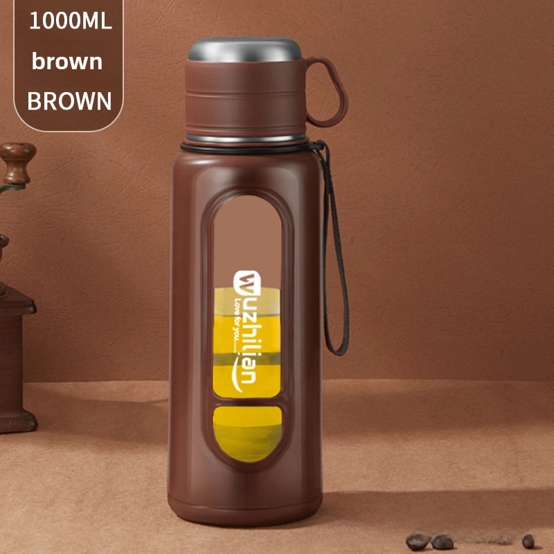 超大容量双层耐高温玻璃杯防摔分离茶杯男士便携塑料水杯|茶具饮具