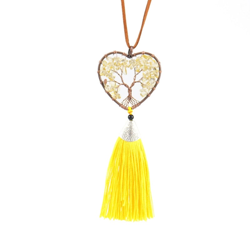 Ethnic Tree of Life Heart Agate Pendant Necklace | Jewelry & Accessories