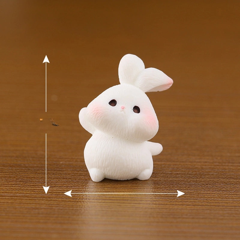 3 Pieces Cute Miniature Rabbit Family Figurines Resin Animal Decor Desktop Ornaments|Home Decor & Figurines