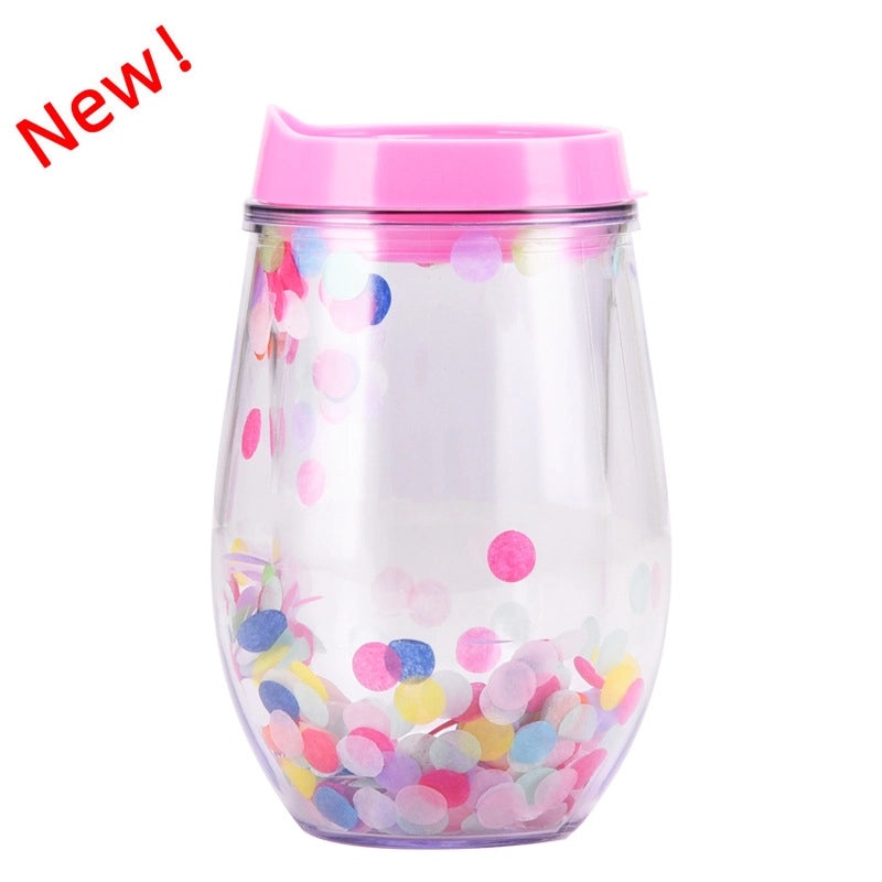 U-Shaped Eggshell Double Sequin Water Thermos Cup | Drinkware & Tumblers