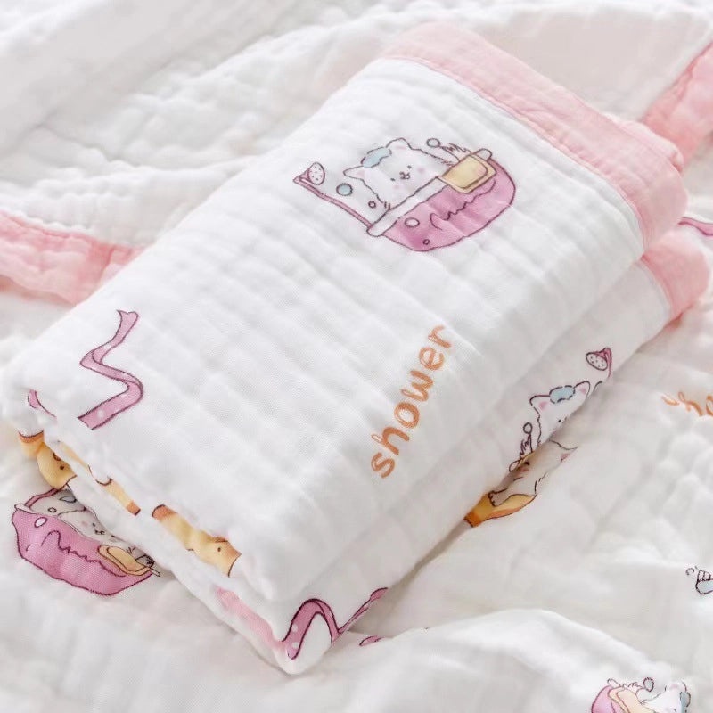 Soft Baby Bath Towel | Newborn Six-layer Gauze Cotton Absorbent Bath Quilt | Baby Care Essentials|婴儿用品