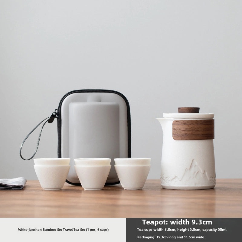 Portable Travel Tea Set | One Pot Three Cups | Complete Kung Fu Tea Set for Outdoor & Business Gift | Tea Accessories