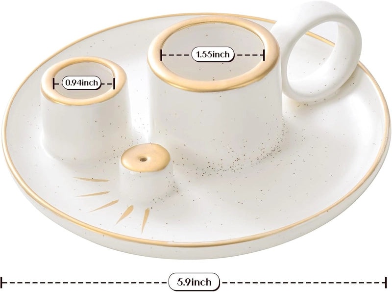 Ceramic Holy Wood Incense Burner with Sage Base and Burning Tray from Peru | Home Decor & Incense Accessories