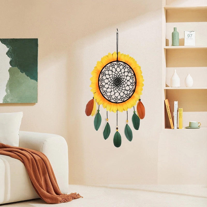 Sunflower Dreamcatcher Wall Hanging Iron Art for Casual Pastoral Decor|Home Decor