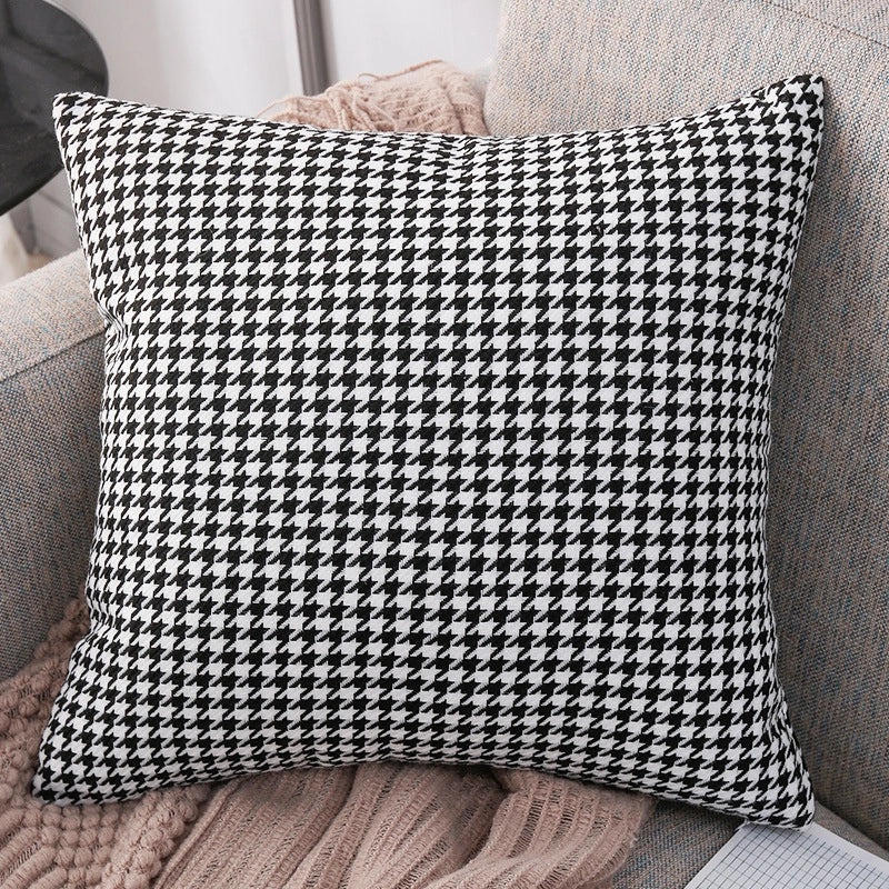 Light Luxury Houndstooth Linen Pillowcase | Home Decor & Pillows