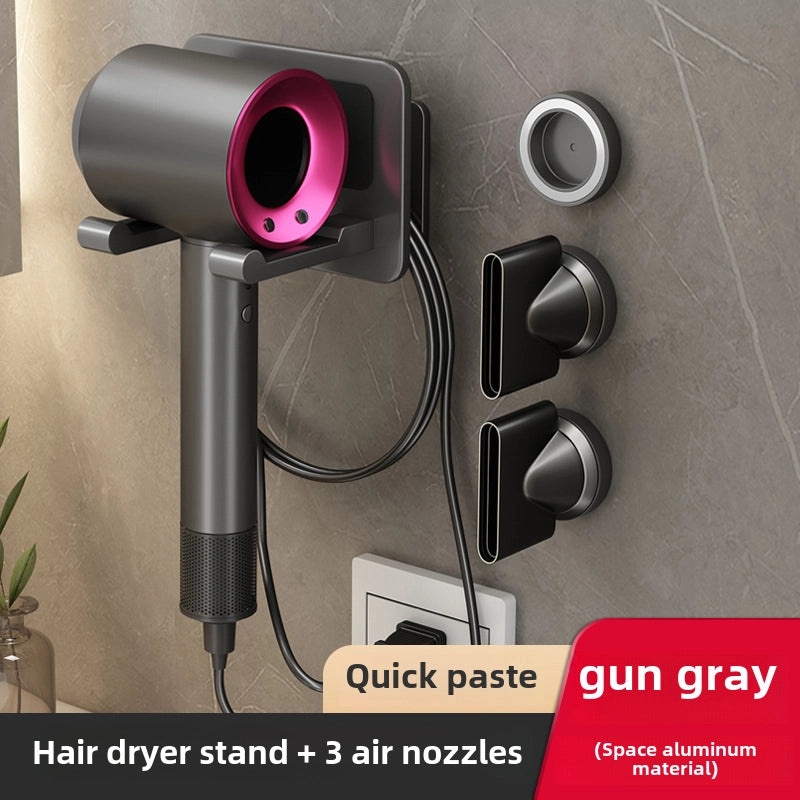 Punch-free Wall Mount Hair Dryer Holder Organizer|Bathroom Accessories Storage Rack