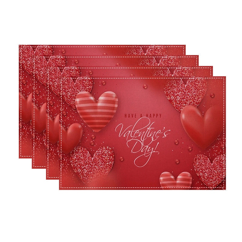 Romantic Minimalist Heart Letter Linen Placemat for Valentine’s Day | Home Decor & Tableware