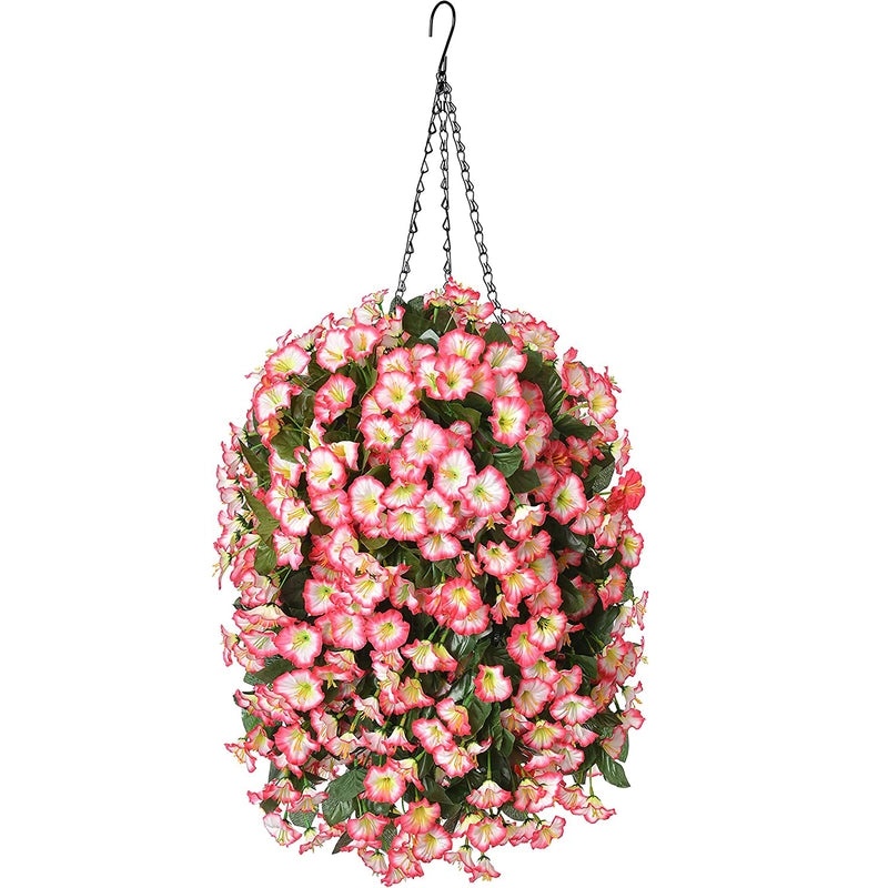 Terrace Morning Glory Flower Basket Hanging Pot Decorative Coconut Fiber Planter Artificial Spring Flowers|Home Garden Decorations