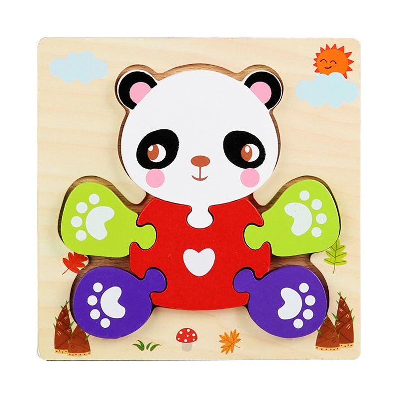Wooden 3D Animal Puzzle for Kids Early Learning Handheld Board Cartoon Educational Toy | Educational Toys & Games